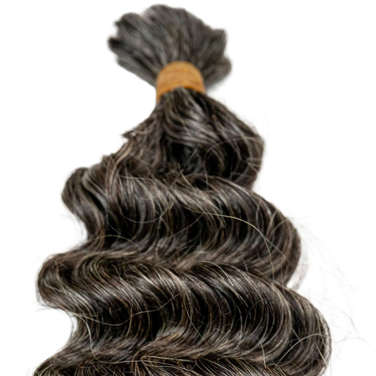 Raw Vietnamese Natural Gray Curly Bulk Human Hair Extensions