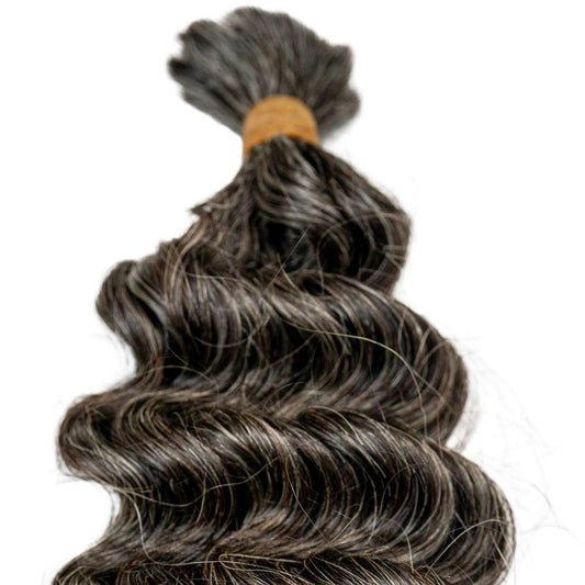 Raw Vietnamese Natural Gray Curly Bulk Human Hair Extensions